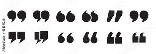 Set of quote mark. Quotes icon vector set. Quotemarks outline, speech marks, inverted commas or talking marks collection. Quotation signs isolated on white background. Vector illustration eps 10.