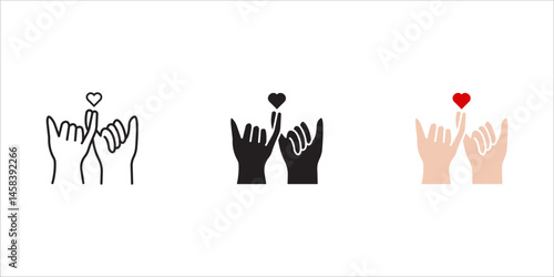Pinky swear, or pinky promise thin line icon set, vector illustration on white background