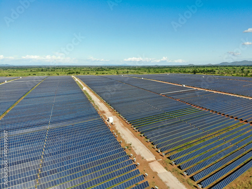 Solar farm in Malawi, Africa. It is a 20 mega watt farm that will produce electricity for the national grid.