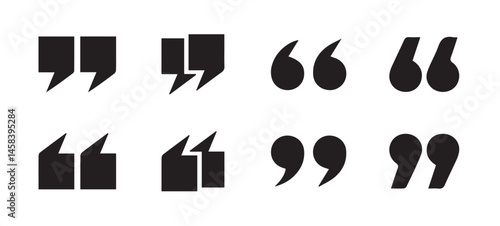 Set of quote mark icons isolated on white background.Quotation marks.Black quotes icon collection. quotation marks black isolated vector icon set. vector illustration eps 10.
