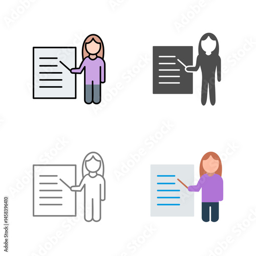 Unique Female Presenter Vector Icon