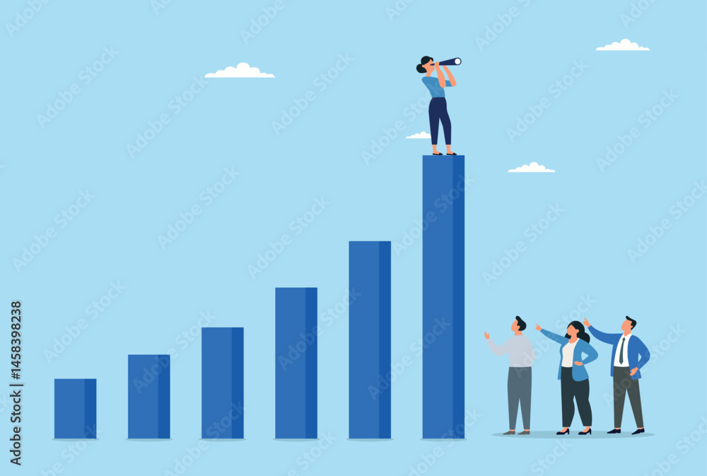 Fototapeta premium Vector illustration of quest for business success on business chart 