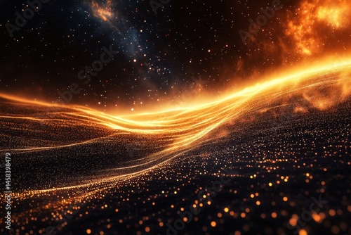 Celestial Symphony: A breathtaking cosmic vista unfolds, showcasing radiant waves of stellar light weaving across a star-studded expanse. A visual ode to the sublime beauty of the cosmos.