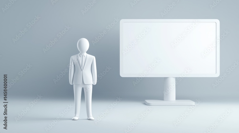 Person engaging with a large display monitor, exploring the future of digital interaction and information technology Person engaging with a large display monitor, exploring the future of digital interaction and information technology