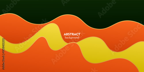 Modern yellow and orange geometric business banner design. Creative banner design with wave shapes and lines on dark background for template. Simple horizontal banner. Vector eps10