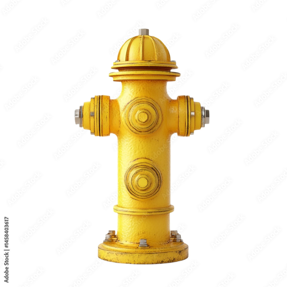 Yellow fire hydrant isolated on white background a safety device for firefighters Yellow fire hydrant isolated on white background a safety device for firefighters