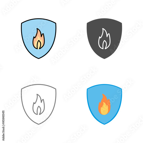 Unique Fire Shield Vector Icon