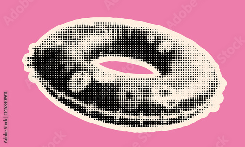 Exploring pop art through a halftone donut collage highlighting vibrant aesthetics and playful design elements
