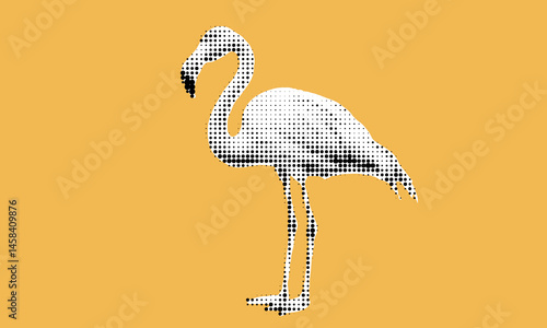 Flamingo silhouette in a vibrant halftone composition reflecting a playful summer vibe and artistic expression through pop art aesthetics