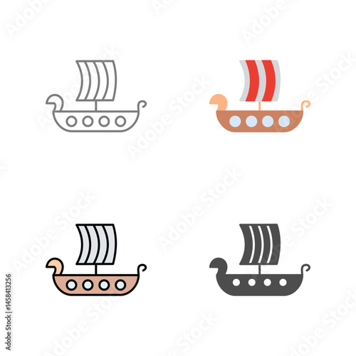 Viking Ship Vector Icon
