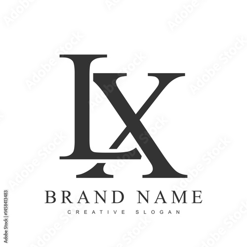 LX trendy logotype template. Initial letter l and x classic font style. Creative logo for company name or identity.