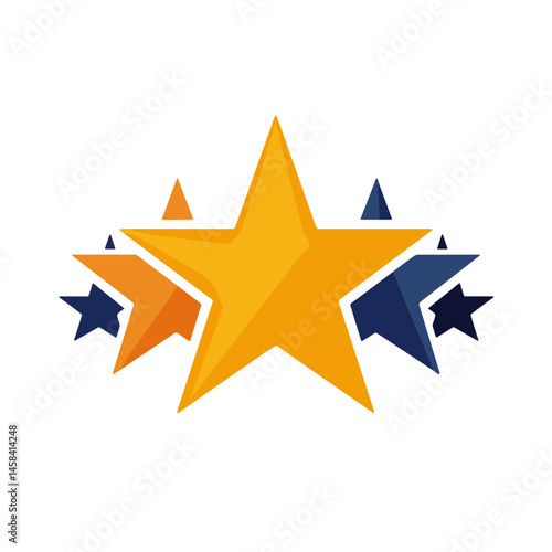 Bold rating stars for online course illustration, digital learning