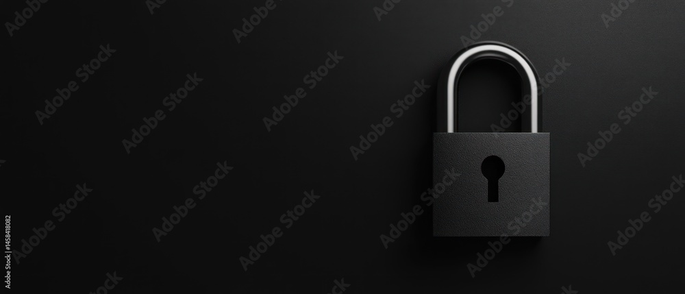 Fototapeta premium Black padlock on dark background security concept