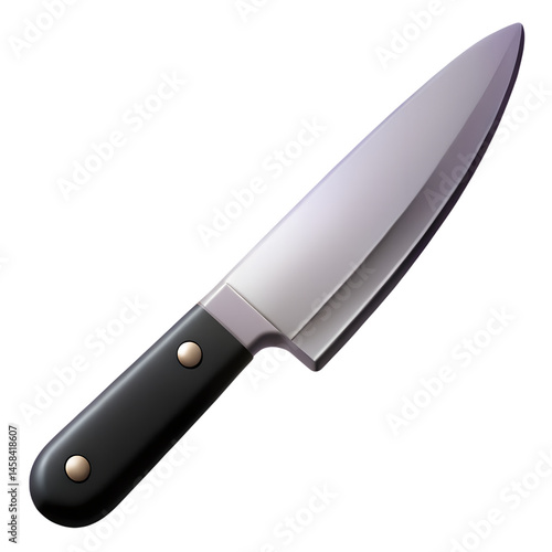 Kitchen knife icon. 3d rendering isolated on white background. Cartoon plastic style