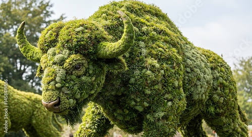 Wallpaper Mural Topiary Bison Sculpture in a Garden Torontodigital.ca