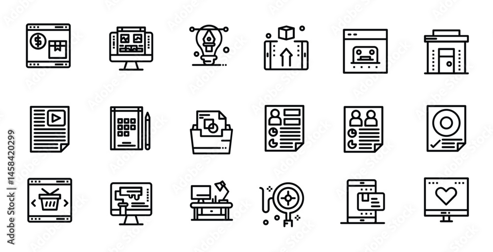 Modern business and design icon array Modern business and design icon array