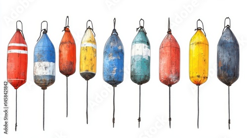 Buoys and harbor markers navigating coastal maritime environments