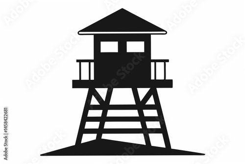 lifeguard tower silhouette vector