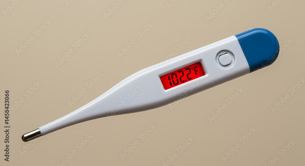 Digital Thermometer Showing High Fever Temperature Digital Thermometer Showing High Fever Temperature