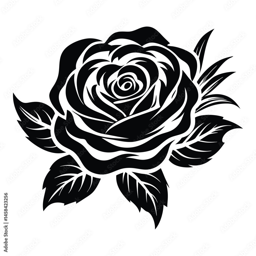 Rose Flower silhouette vector illustration Rose Flower silhouette vector illustration