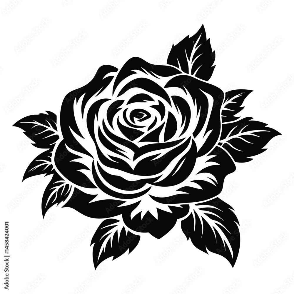 Rose Flower silhouette vector illustration Rose Flower silhouette vector illustration