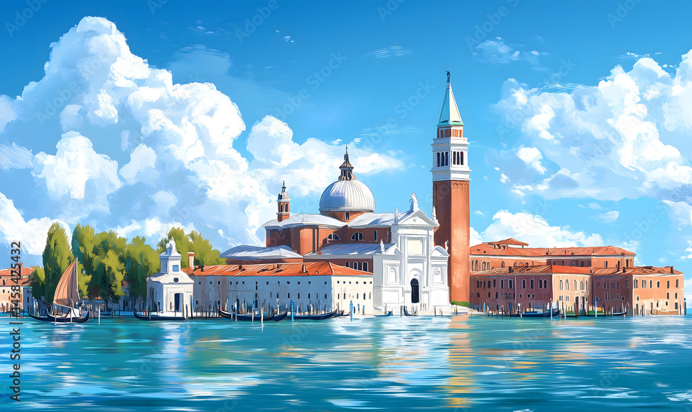Fototapeta premium Venice scenery Italy beautiful, presentation pictures, Illustration, Generative AI