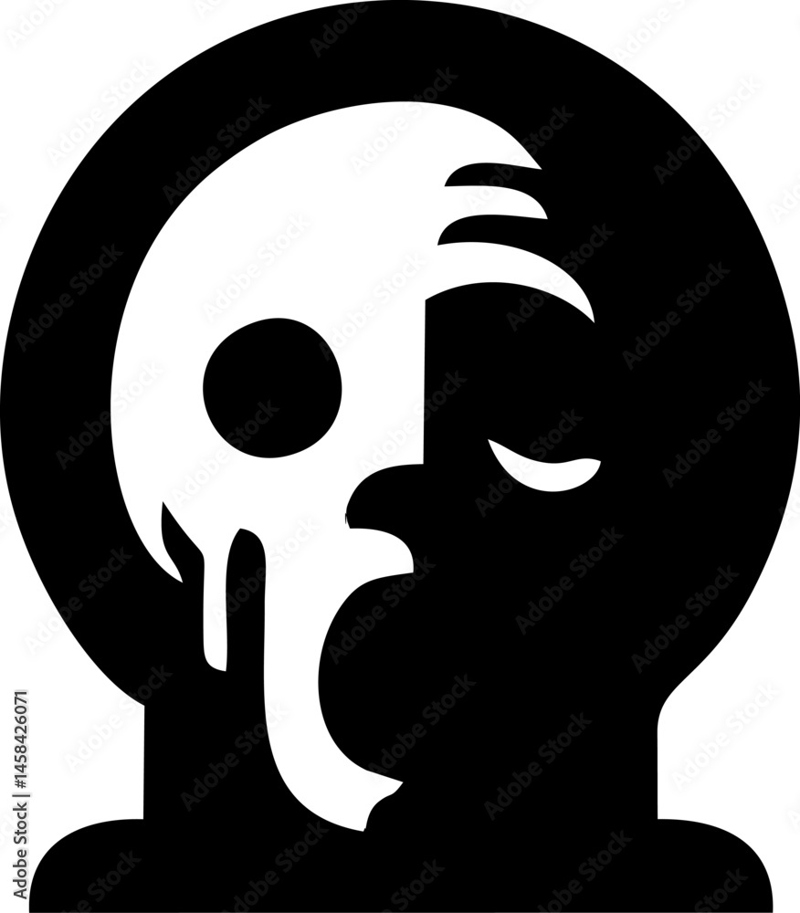 Fototapeta premium Yin and Yang Symbol in Abstract Human Face Design