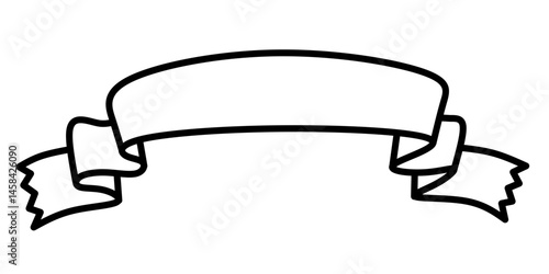 Wide banner with a gentle curve and sharply angled ribbon tails, providing a prominent display area.