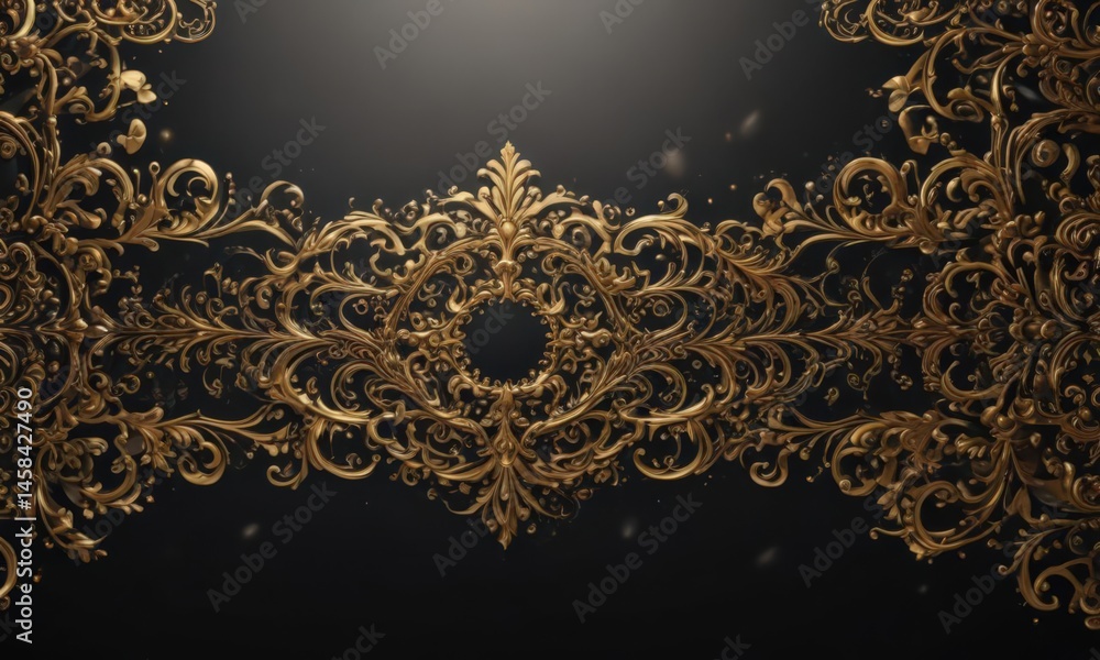 Elegant black & gold shimmering background, intricate ornate design, special offer, template Elegant black & gold shimmering background, intricate ornate design, special offer, template