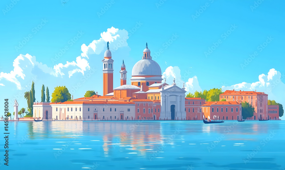 Fototapeta premium Venice scenery Italy beautiful, presentation pictures, Illustration, Generative AI