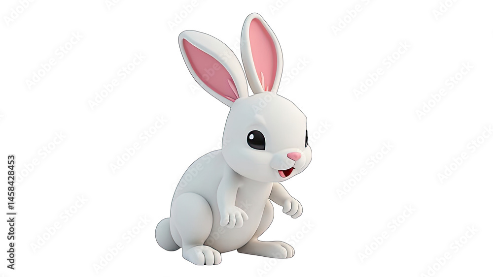 Obraz premium Adorable 3D White Rabbit Image Perfect for Easter and Spring Designs isolated on transparent background