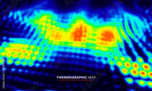 Heat map. Abstract infrared thermographic background. Temperature distribution and data analysis. Thermal imaging concept. Vector illustration.