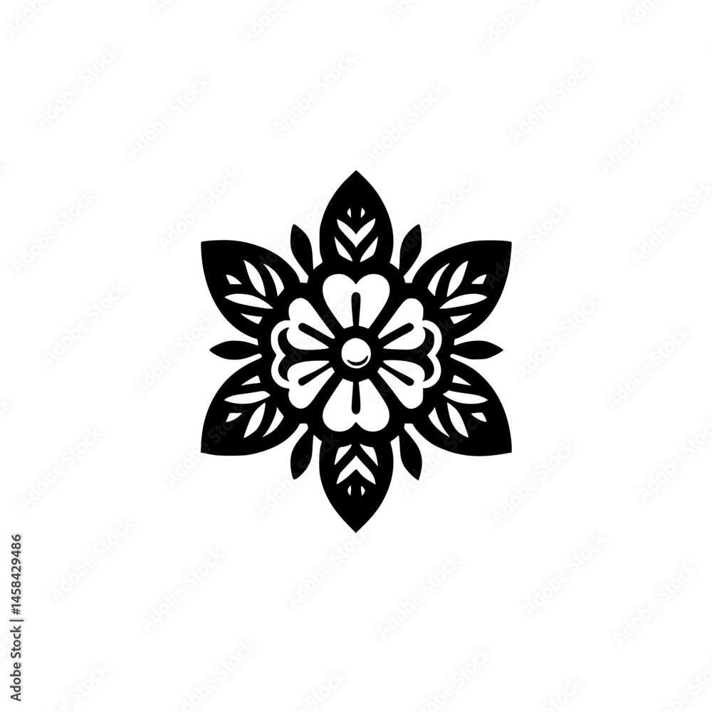 Fototapeta premium Black & White Floral Mandala Design - Vector Illustration, Graphic Element