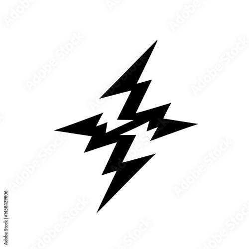 Black Lightning Bolt Cross on White, Minimalist Design