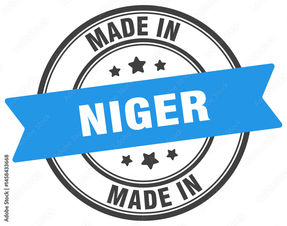 Fototapeta premium Made in Niger round sign. Made in Niger stamp.