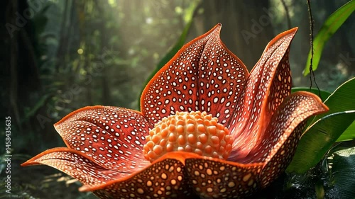 Stunning Red Flower with White Spots in Lush Forest