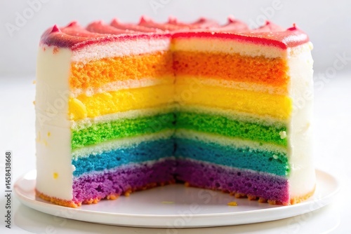 Rainbow Layer Cake Dessert Slice