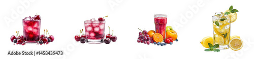 Wallpaper Mural Assortment of fruit drinks and fresh fruit, cut out transparent Torontodigital.ca