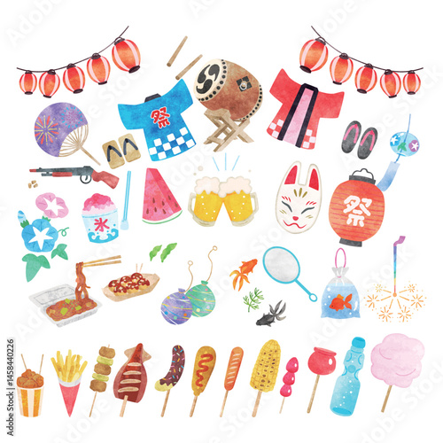 夏祭りイラストセット