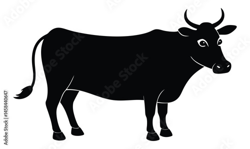 "Black Cow Silhouette Vector | Simple Farm Animal Clipart"