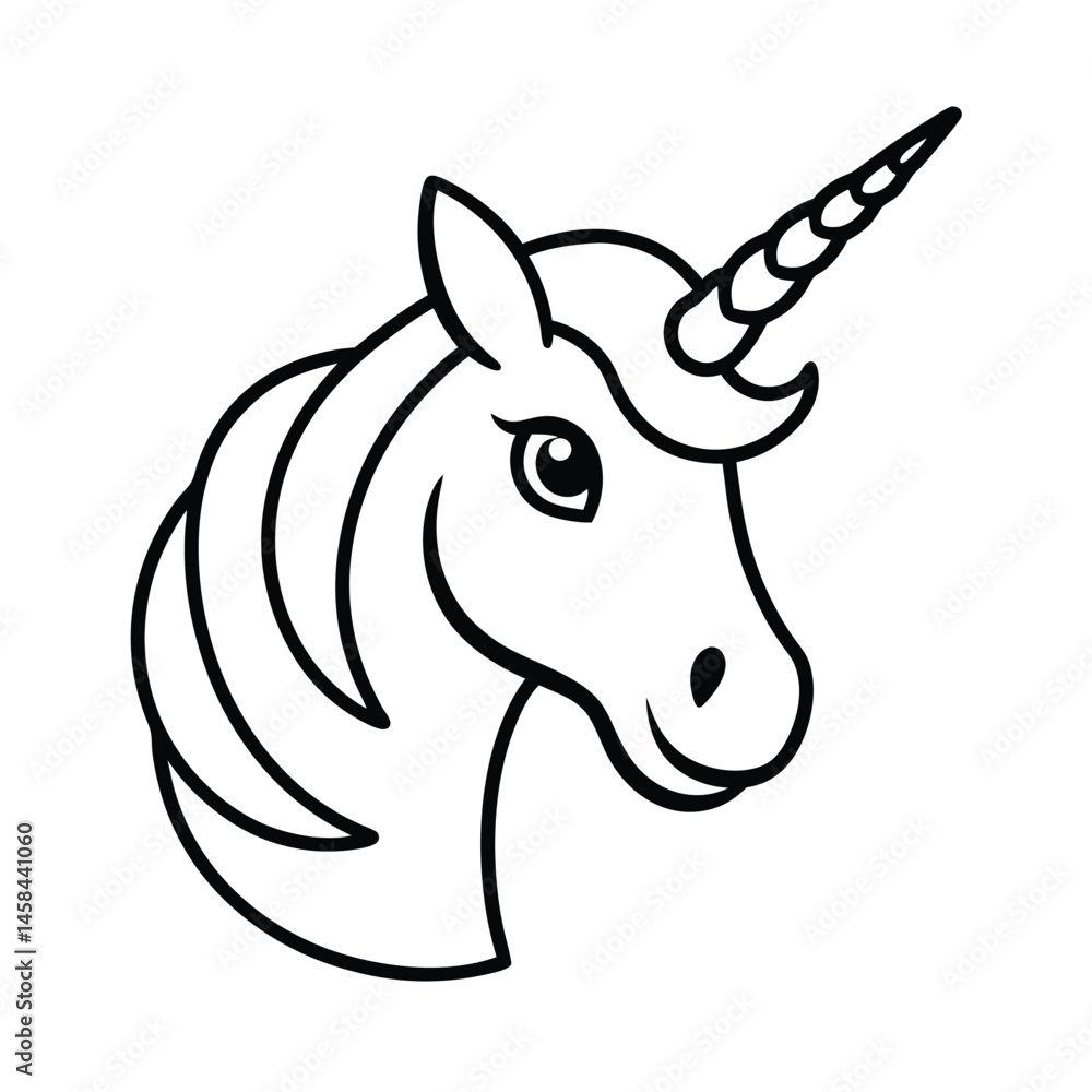 Fototapeta premium Unicorn Face Horn Vector Illustration