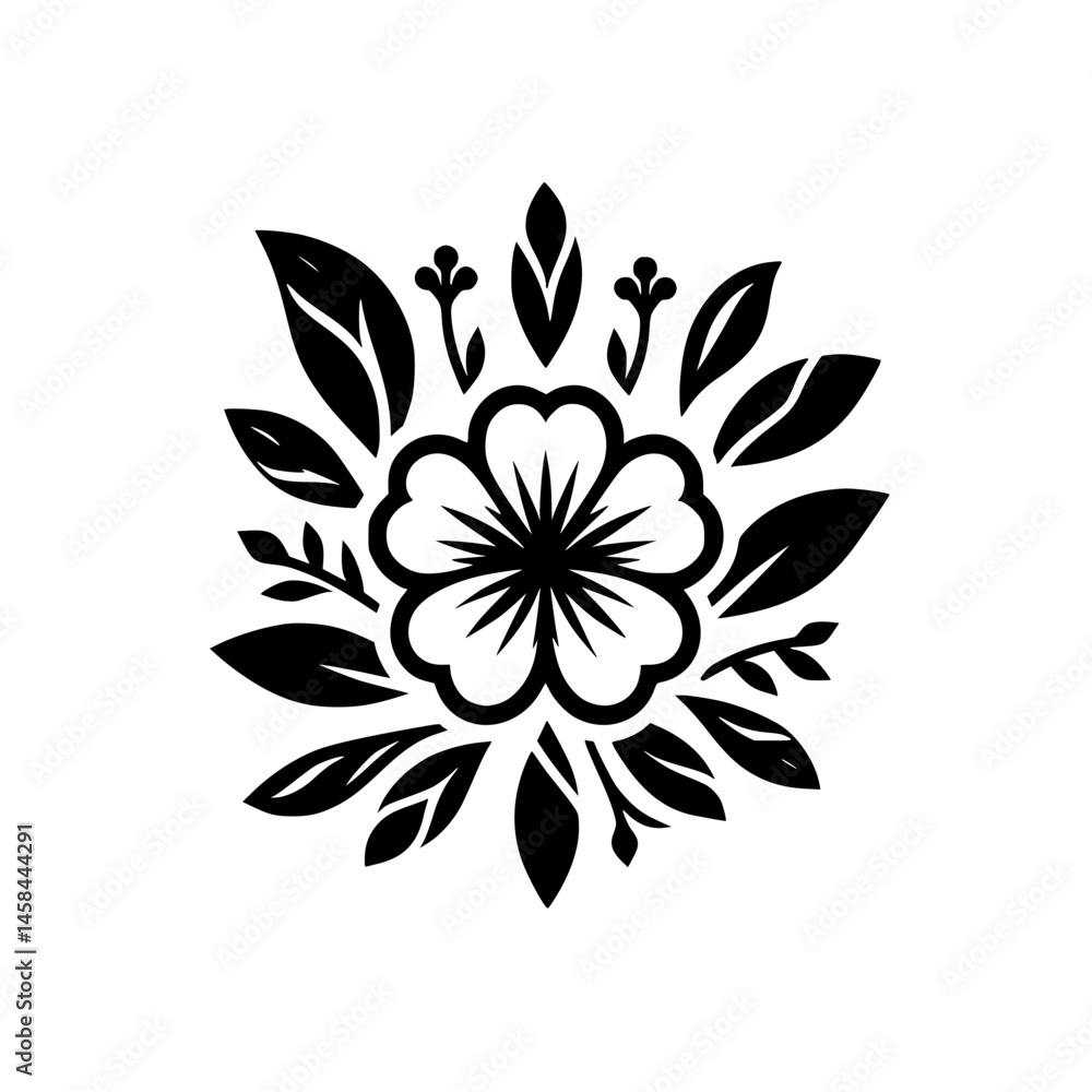 Elegant Black and White Floral Motif Design Elegant Black and White Floral Motif Design