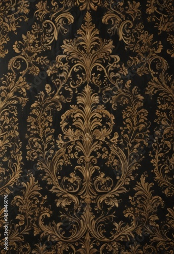 Opulent black & gold damask, refined vintage style  , antique, classic