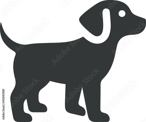 Cute cartoon dog standing proudly with a joyful expression in a simple artistic style.