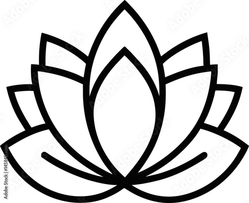 Lotus icon line art  vector on transparent background