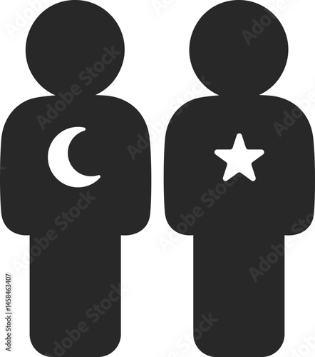Gemini zodiac solid icon symbolizing duality and communication.