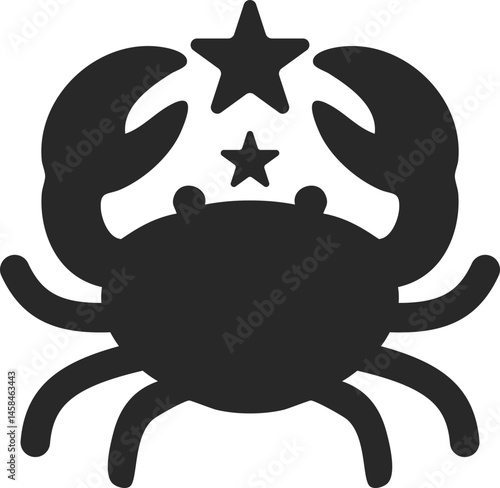 Cancer zodiac solid icon symbolizing emotion and intuition.
