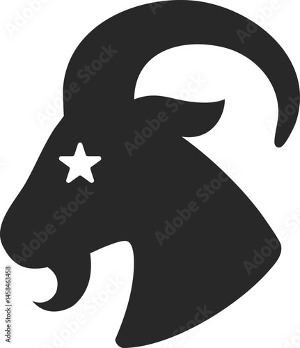 Capricorn zodiac solid icon symbolizing ambition and discipline.