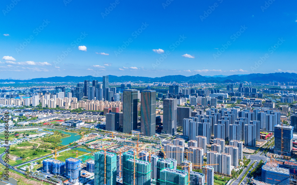 Obraz premium Aerial view of Future Science and Technology City, Hangzhou, Zhejiang, China