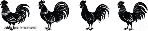Rooster Silhouettes: Four Bold Designs